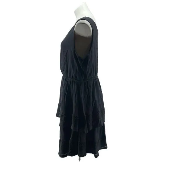 Wrangler Women’s Black Boho Ruffle Tiered Sleeveless Dress XL Cinched Waist