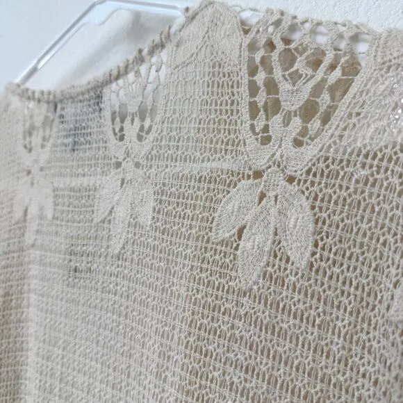 XCVI Crochet Open Duster Cardigan Ivory Lace Boho NWT Cotton XL Summer Layering