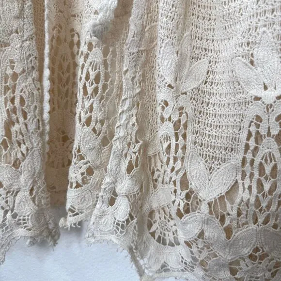XCVI Crochet Open Duster Cardigan Ivory Lace Boho NWT Cotton XL Summer Layering