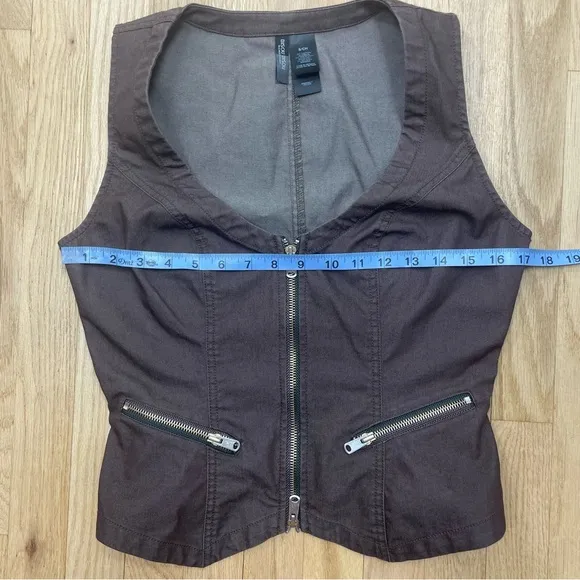 Y2K Vest &amp; Cargo Shorts Set Bisou Bisou 2-Piece Small Brown Bermuda Utility Edgy