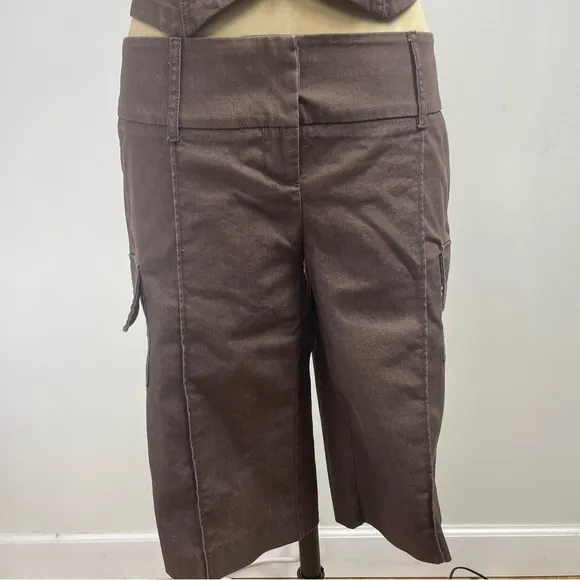 Y2K Vest &amp; Cargo Shorts Set Bisou Bisou 2-Piece Small Brown Bermuda Utility Edgy