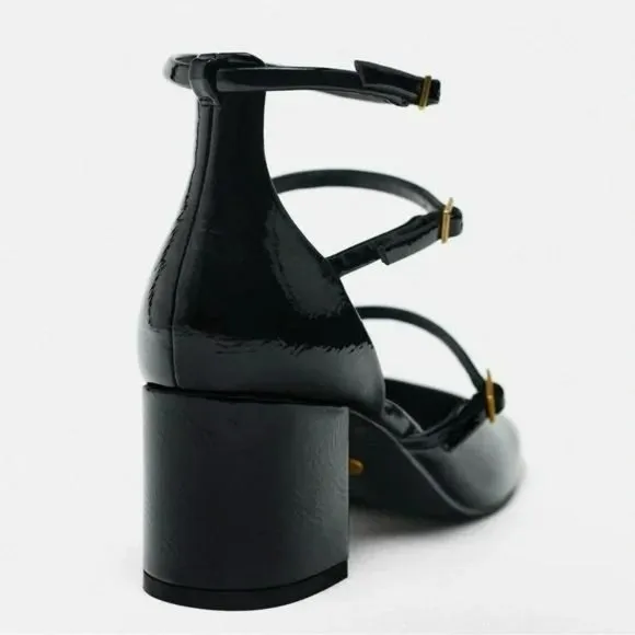 ZARA BUCKLED BLOCK HEEL SHOES