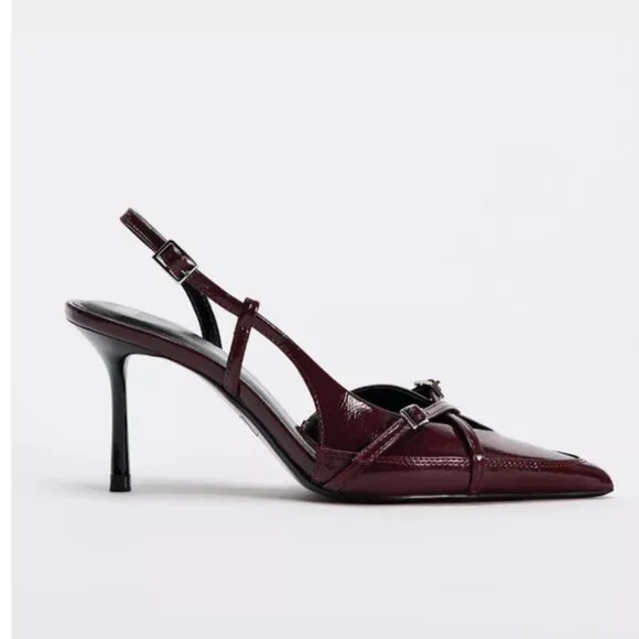 ZARA FAUX PATENT LEATHER HEELED SHOES