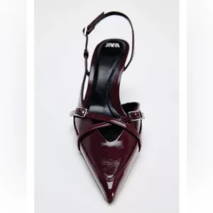 ZARA FAUX PATENT LEATHER HEELED SHOES