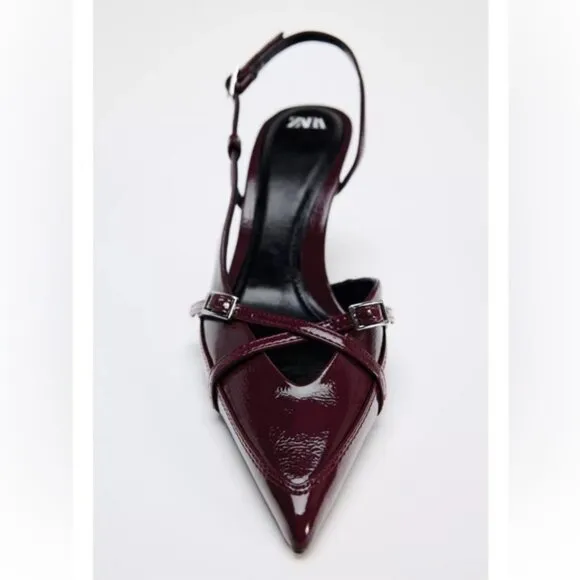 ZARA FAUX PATENT LEATHER HEELED SHOES