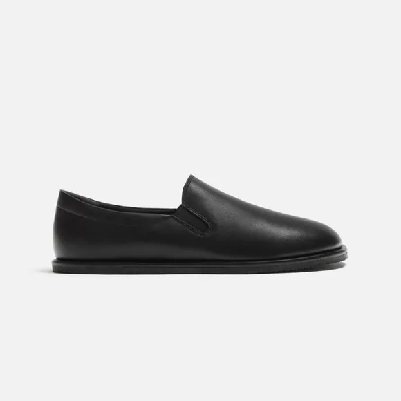 Zara Men Laceless Leather Shoes Black NWT