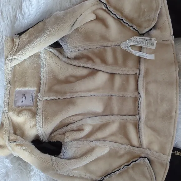Zara Trafaluc Faux Suede/Fur Hooded Jacket