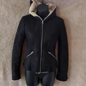 Zara Trafaluc Faux Suede/Fur Hooded Jacket