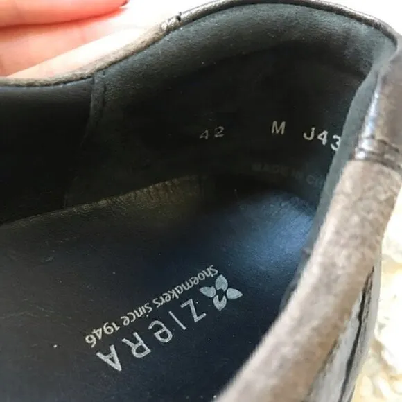 Ziera Janis Pewter Brown Leather Mary Janes Sz 42
