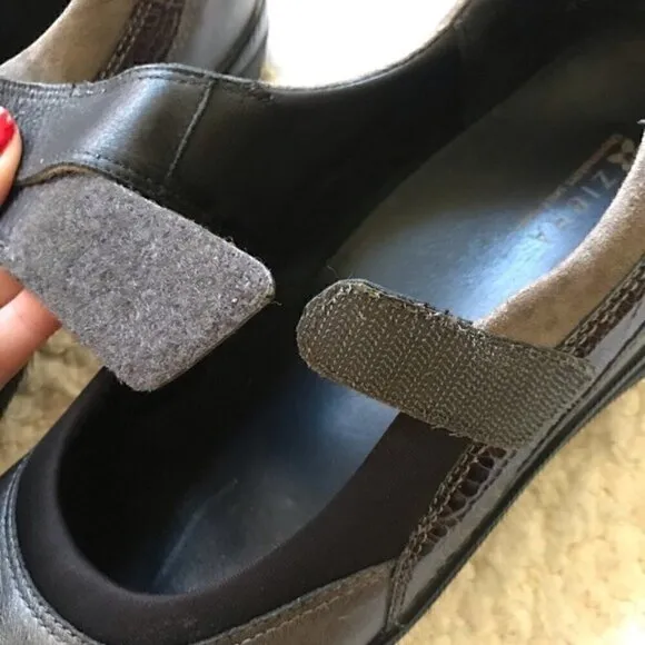 Ziera Janis Pewter Brown Leather Mary Janes Sz 42