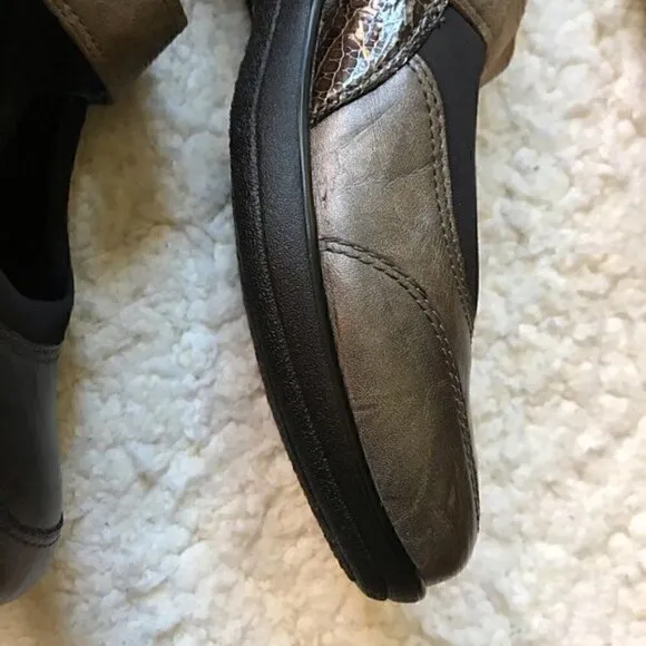 Ziera Janis Pewter Brown Leather Mary Janes Sz 42