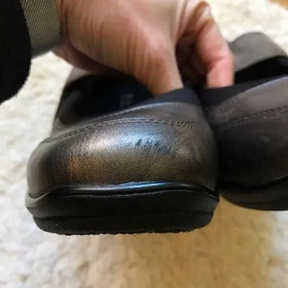 Ziera Janis Pewter Brown Leather Mary Janes Sz 42