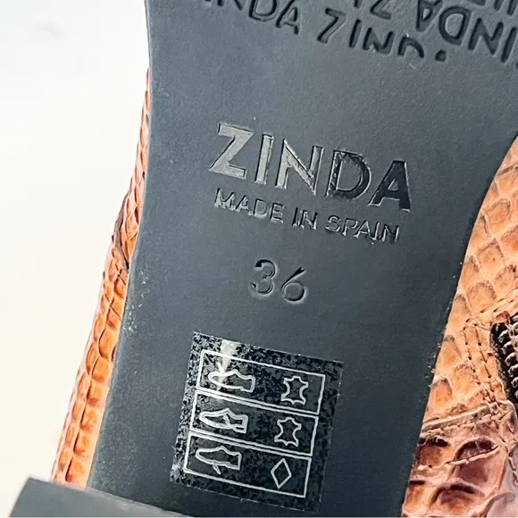 Zinda Snake Skin Leather Booties Sz 36 NWT