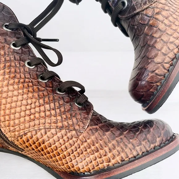 Zinda Snake Skin Leather Booties Sz 36 NWT