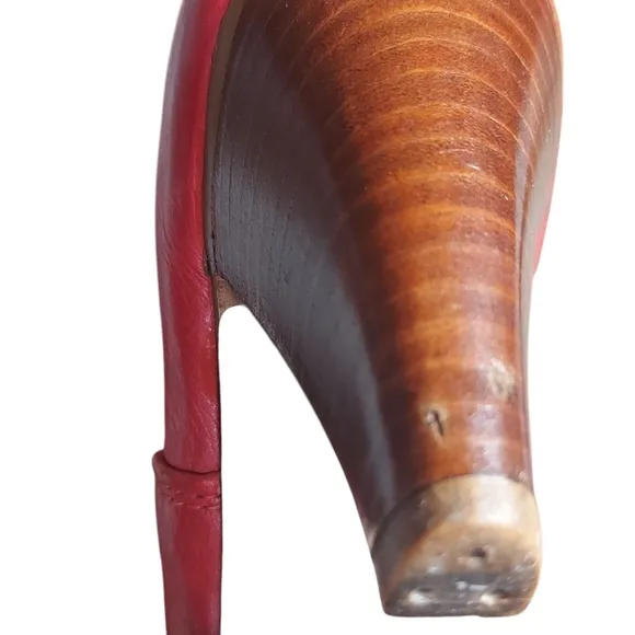 Zodiac Vintage Red Slouchy Leather  Heeled Boots with Tapered Heel